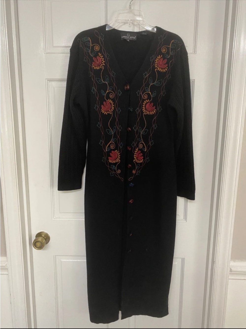Carole Little Black Knit long  Cardigan